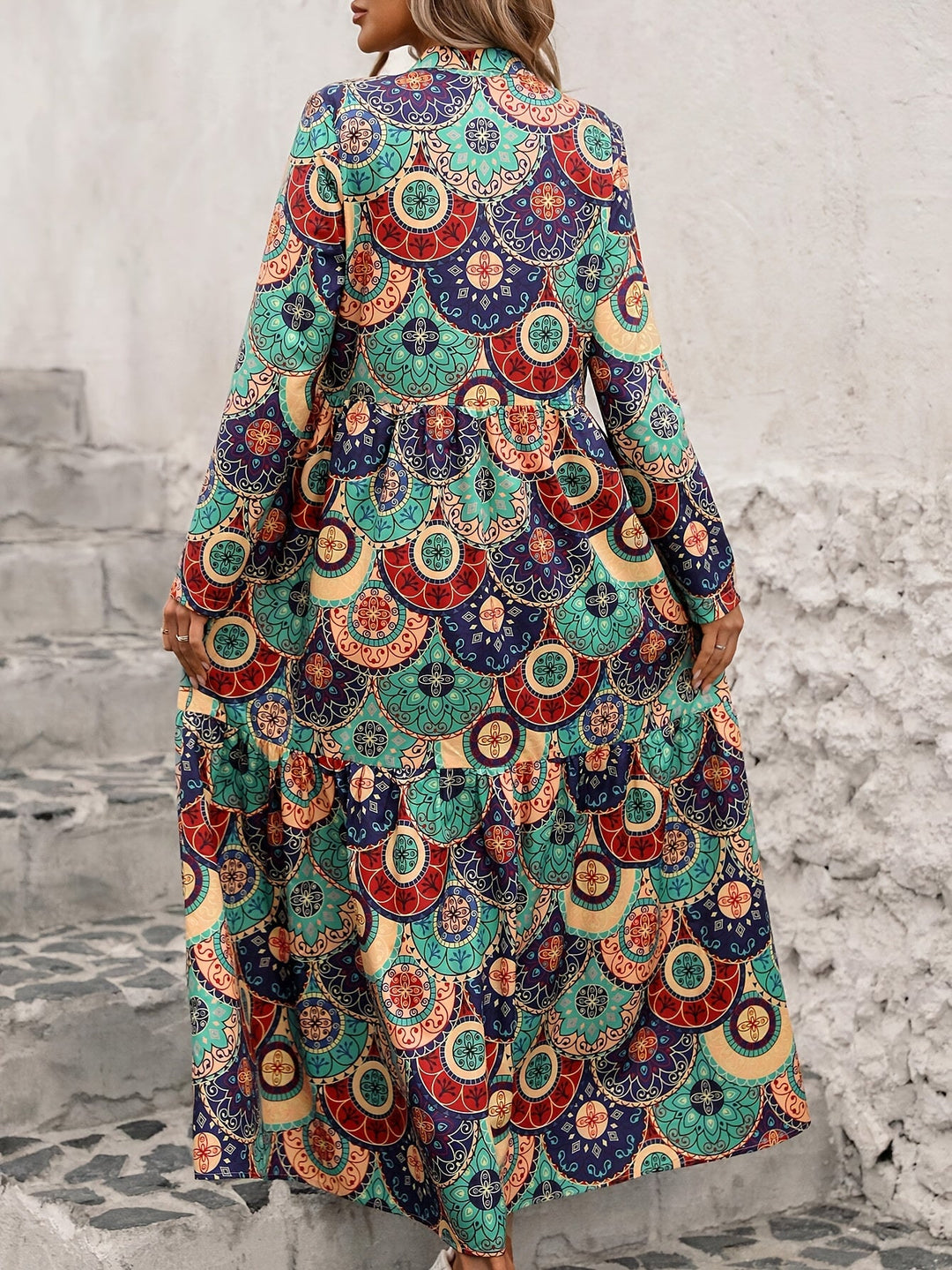 YVONNE | Heritage Print Long Sleeve Maxi