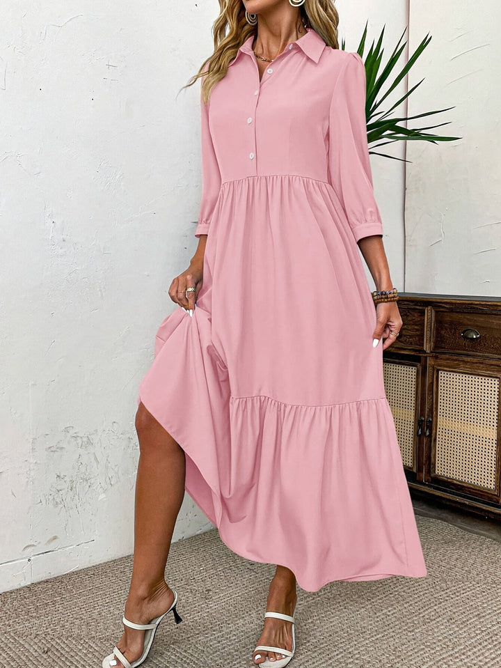 SHEILA | Solid Ruffle Shirtdress