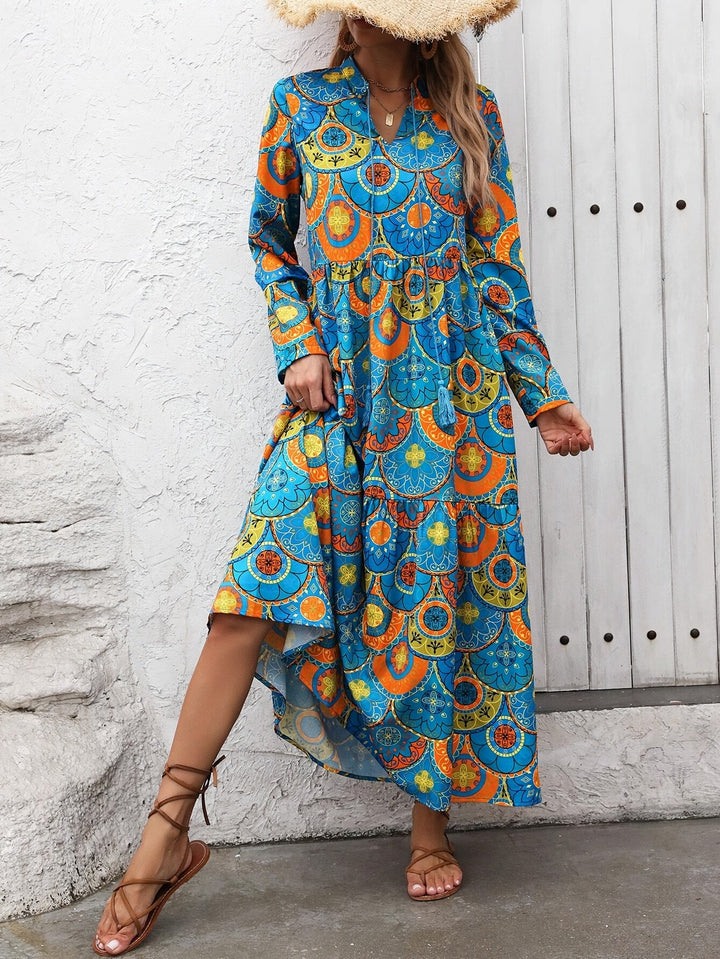 YVONNE | Heritage Print Long Sleeve Maxi