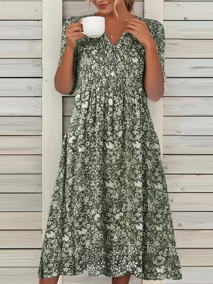 LAURA | Gentle Floral Midi Dress