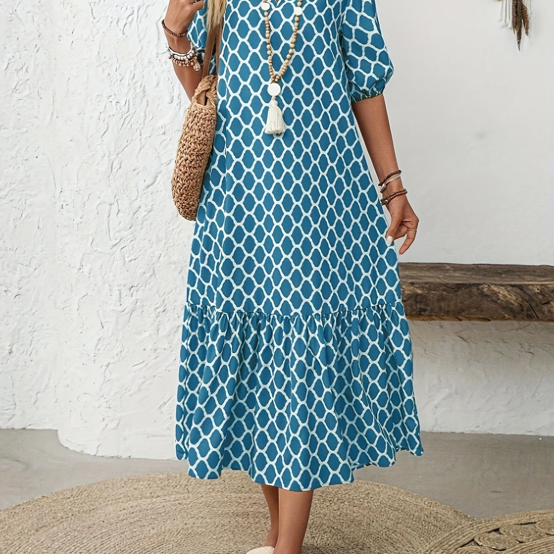 CAROL | Geometric Print Long Dress