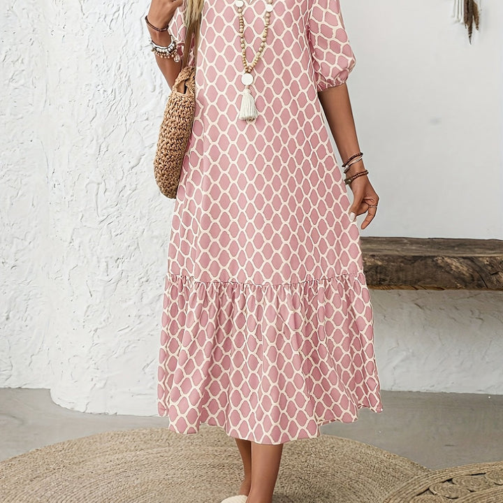 CAROL | Geometric Print Long Dress