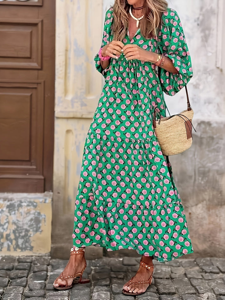 CYNTHIA | Ruffle Hem V-Neck Dress