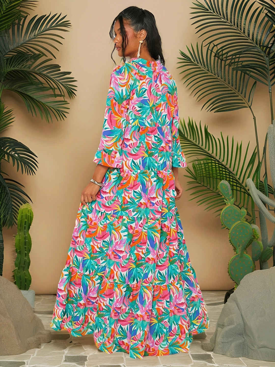JEANETTE | Tropical Print Long Dress
