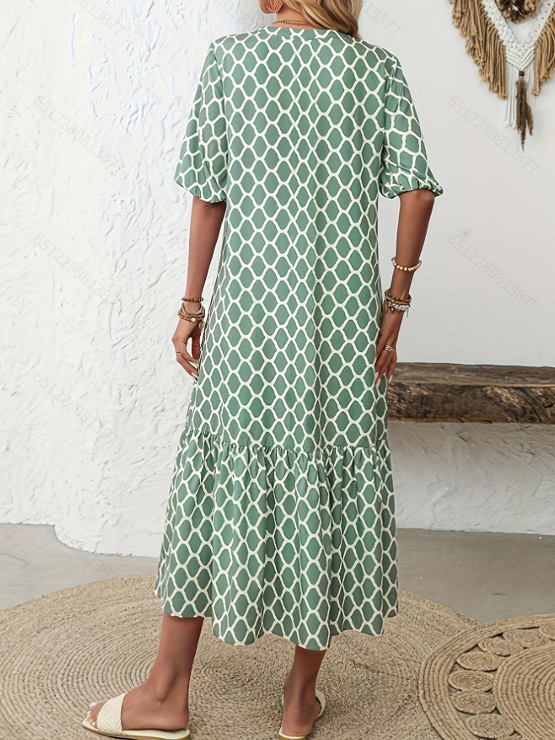 CAROL | Geometric Print Long Dress