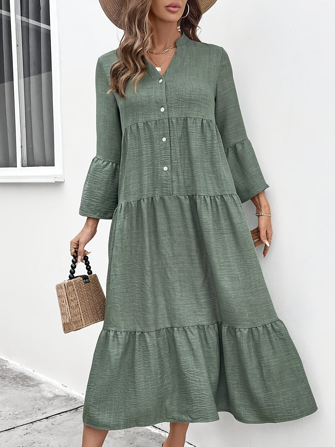 MARCIA | Button A-Line Flared Dress