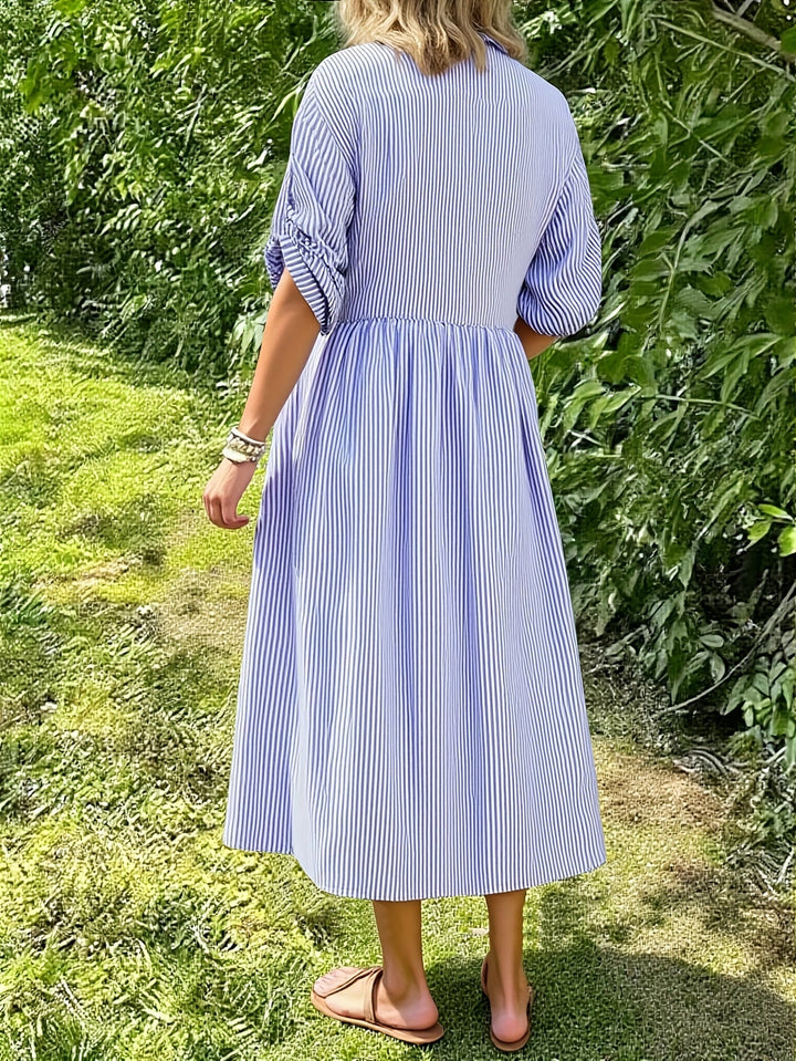 DENISE | Soft Stripe Long Dress