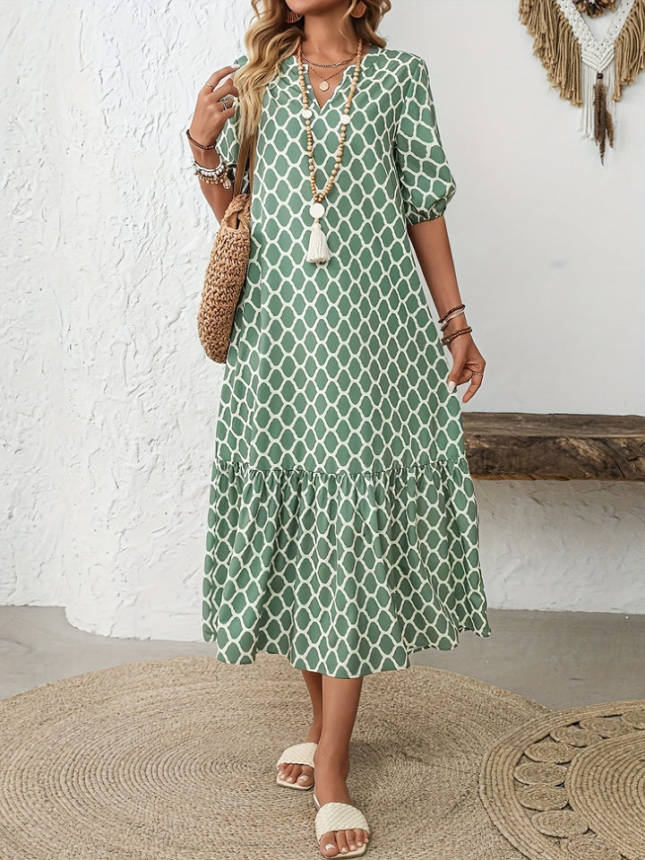 CAROL | Geometric Print Long Dress