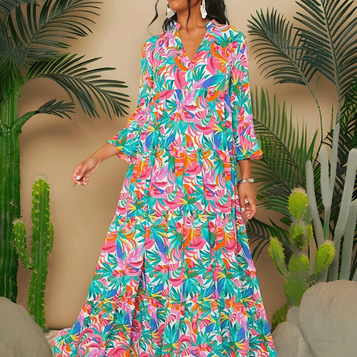 JEANETTE | Tropical Print Long Dress