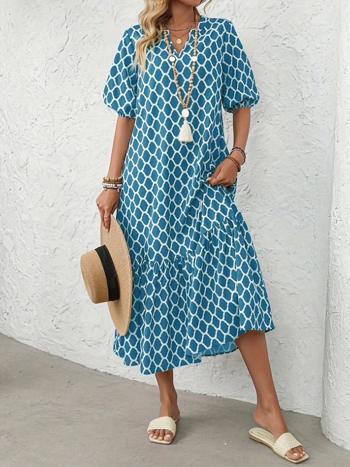 CAROL | Geometric Print Long Dress