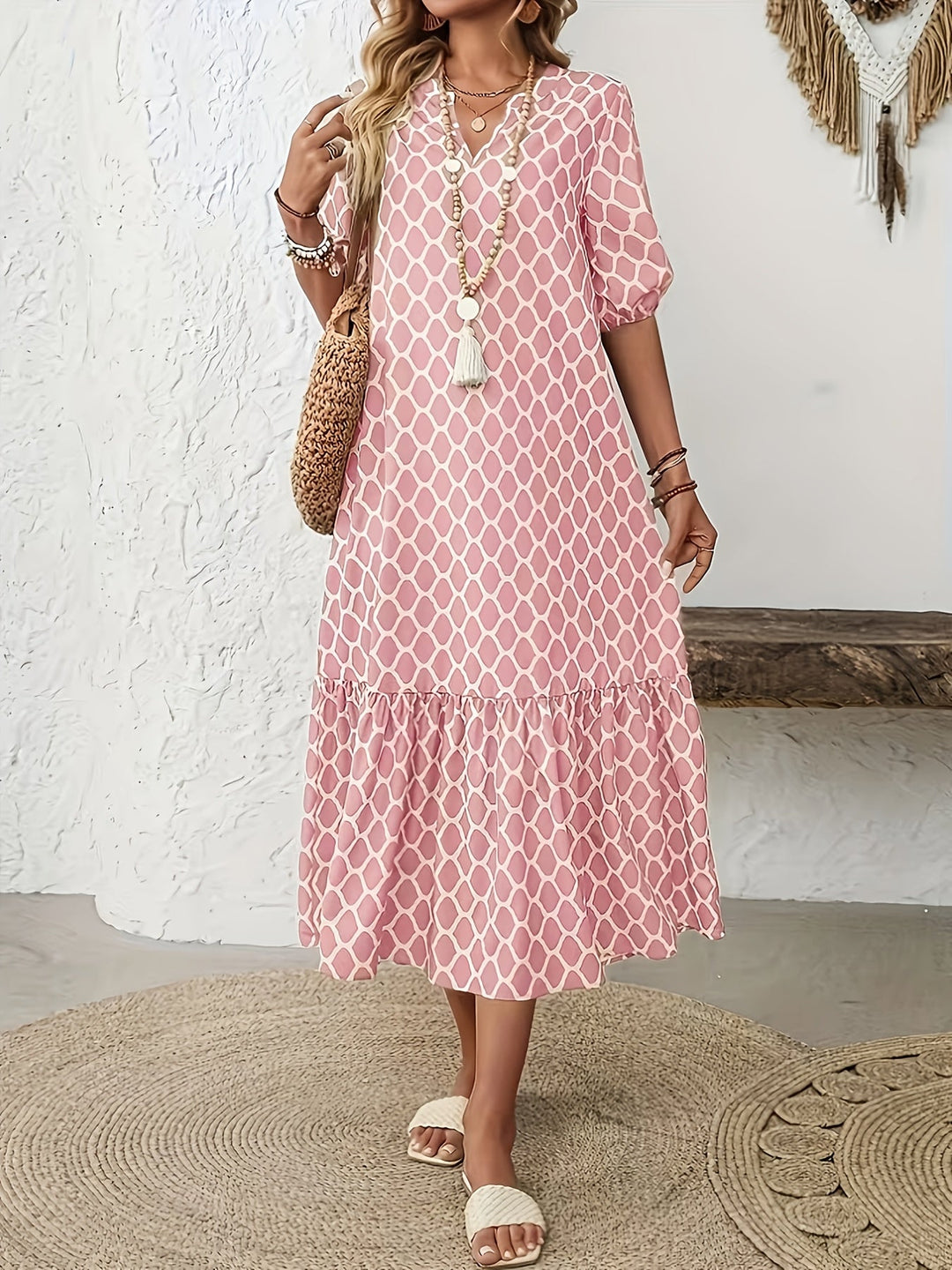 PHYLLIS | Geometric Print Maxi Dress