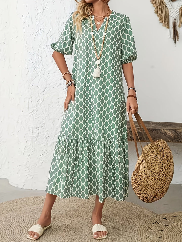 PHYLLIS | Geometric Print Maxi Dress